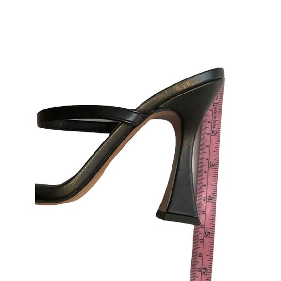 ASOS Sandals SZ 7 Black Leather Slide Square Toe High Square Heels - Picture 14 of 14